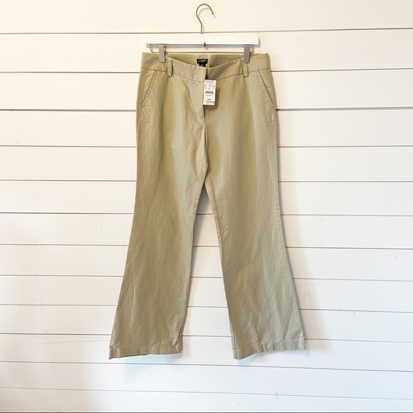 J.Crew Factory | NWTs Woman’s Wide Leg City Fit Linen Blend Tan Pants Size 6 - Picture 1 of 10